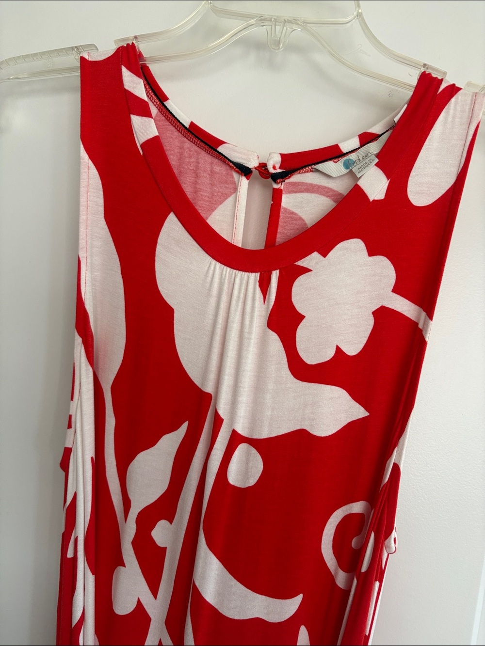 Boden Red & White Floral Scoop-Neck Dress